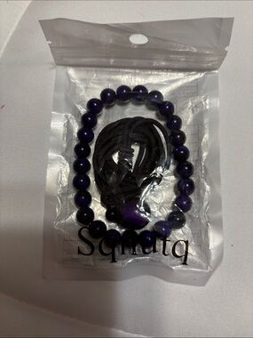 Purple Beaded Bracelet and Cord Set
